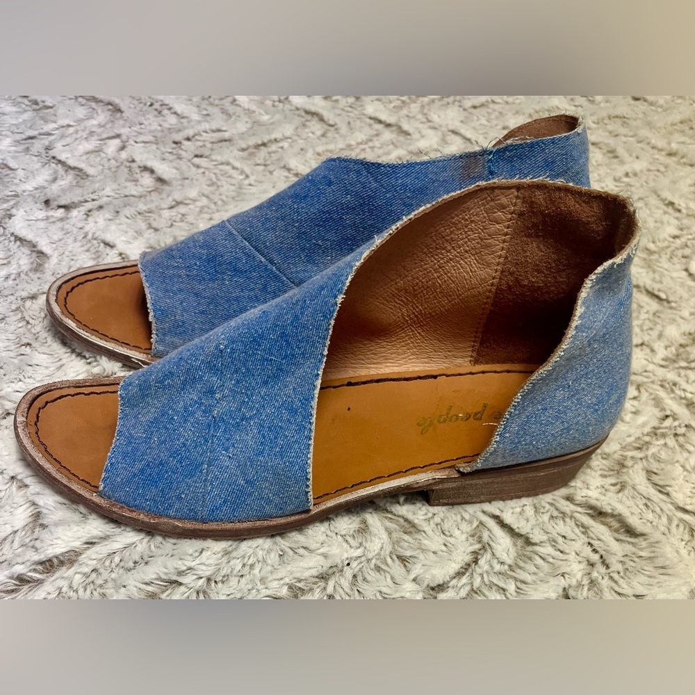 Free People Blue and Brown Open-Toe Sandals
